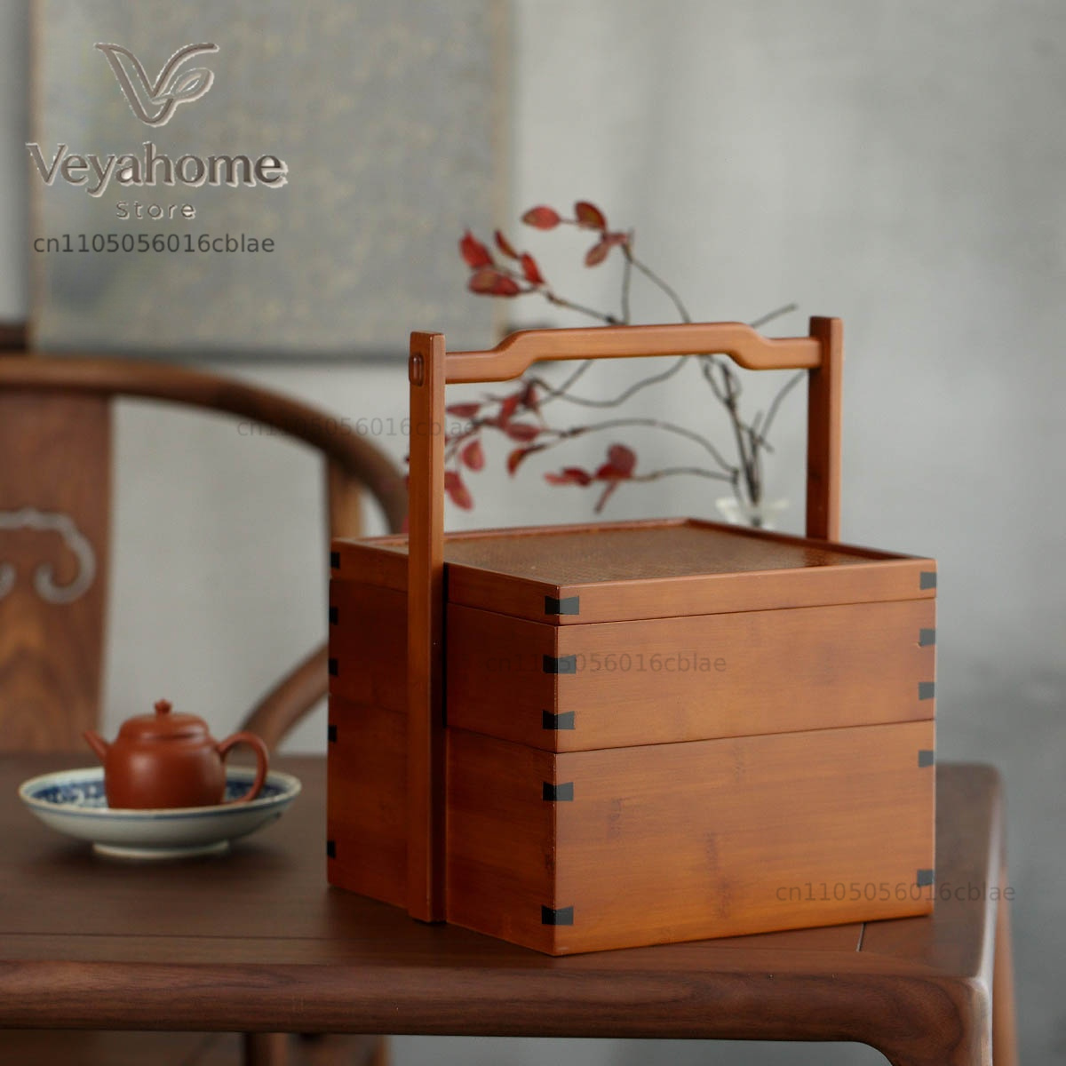 Food Storage Without Plastic - Bamboo Tea Set Storage Box Chinese-style
