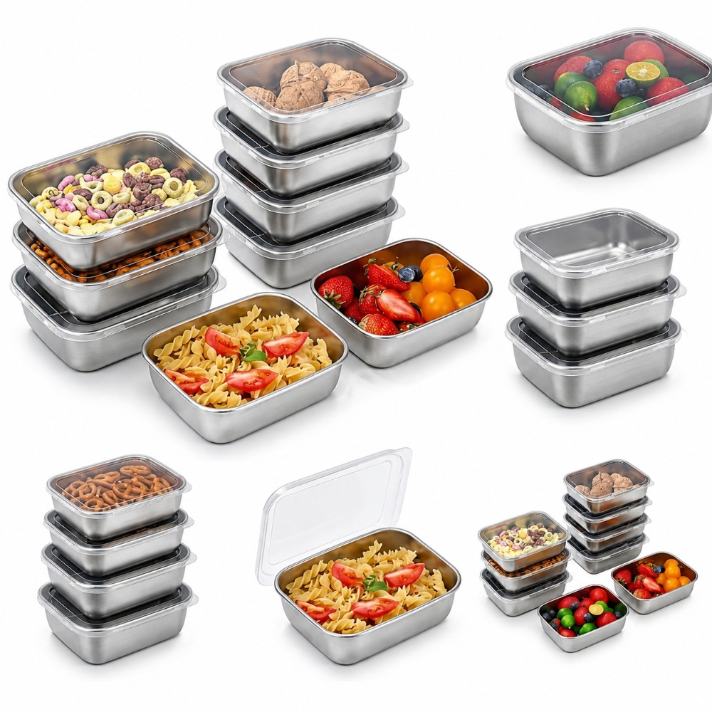 Food Storage Stainless Steel Containers - 6PCS Stainless Steel Food Storage Containers