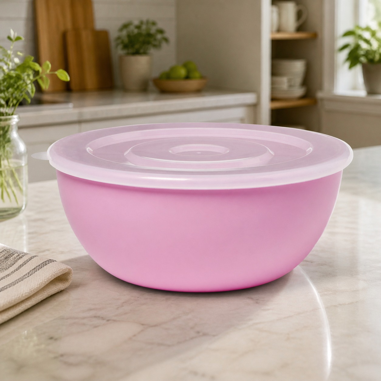 Food Storage Meals - Pink Bowl With Matching Lid, Durable