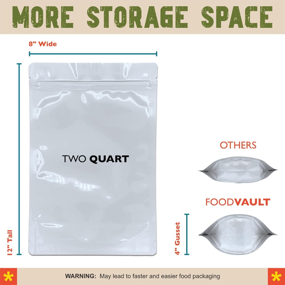2 Quart Mylar Bags, 16 Mil Tot - Food Storage 4 Quart recension och pris