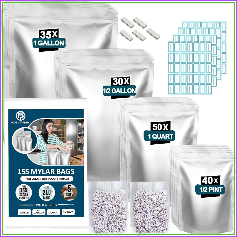 155 Mylar Bags with 155 Oxygen - Food Storage Label recension och pris